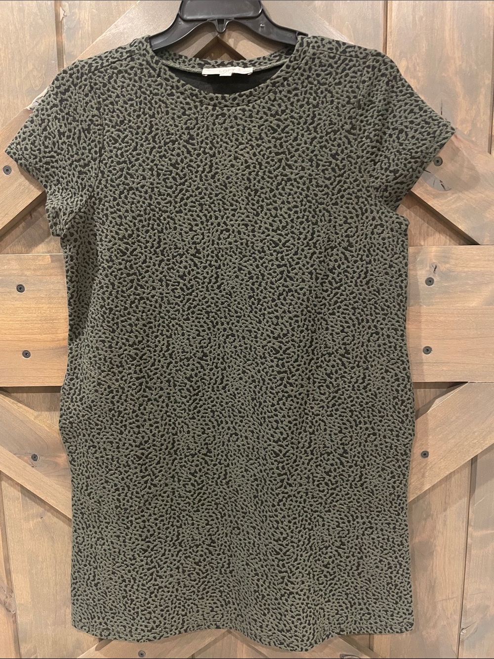Olive Green Short Sleeve Shift Dress